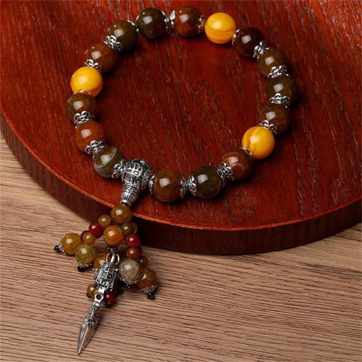 Buddha Stones Natural Tiger Eye Red Agate Dragon Vein Agate Stone Vajra Dorje Power Healing Bracelet Car Decoration - image 6