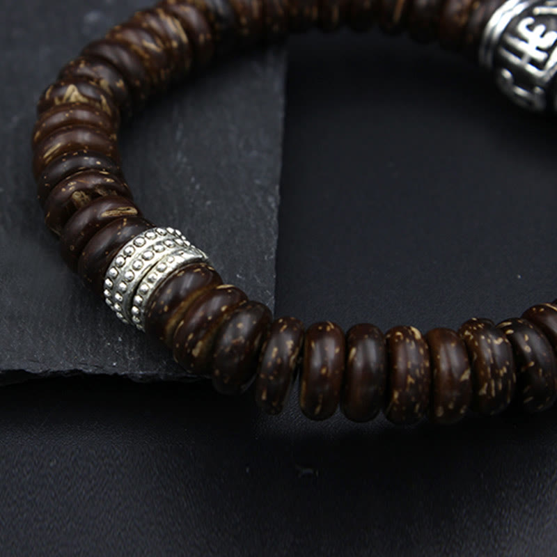 Buddha Stones Natural Tibetan Coconut Shell Om Mani Padme Hum Positive Bracelet - image 15