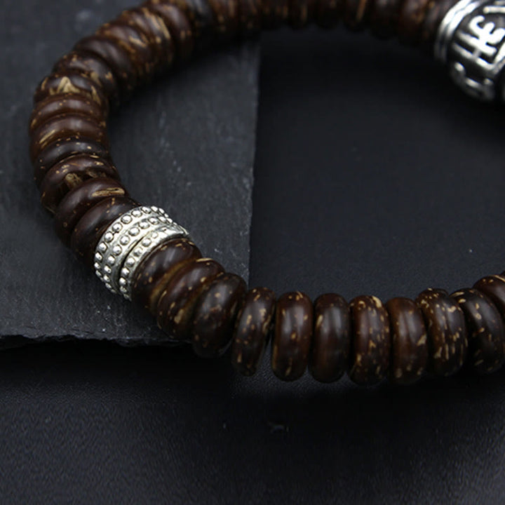 Buddha Stones Natural Tibetan Coconut Shell Om Mani Padme Hum Positive Bracelet - image 15
