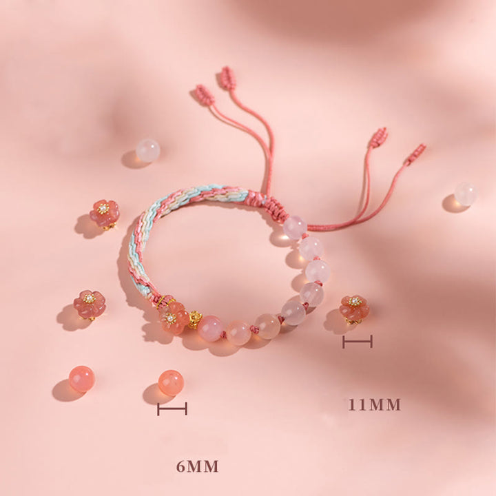 Buddha Stones Natural Gradient Agate Reincarnation Knot Peach Blossom Wealth Luck Handmade String Bracelet - image 2