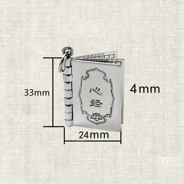 Buddha Stones 990 Sterling Silver Heart Sutra Great Compassion Shurangama Mantra Lotus Vajra Peace Necklace Pendant - image 14