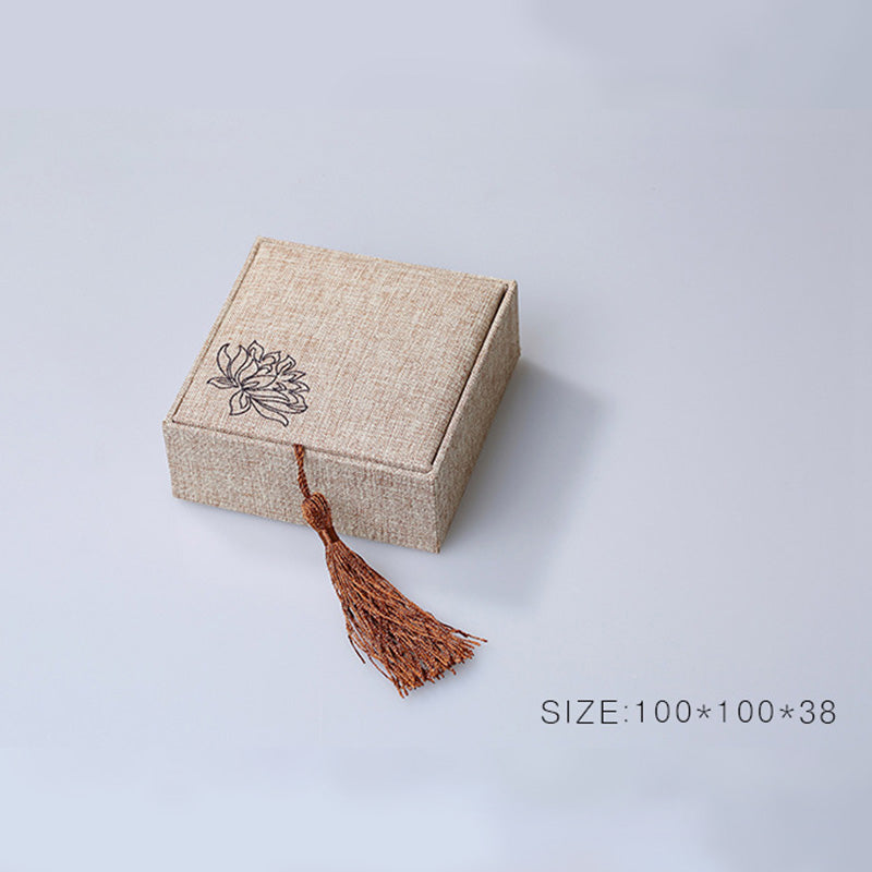 Buddha Stones Lotus Pattern Jewelry Storage Box Gift Box Tassels - image 8