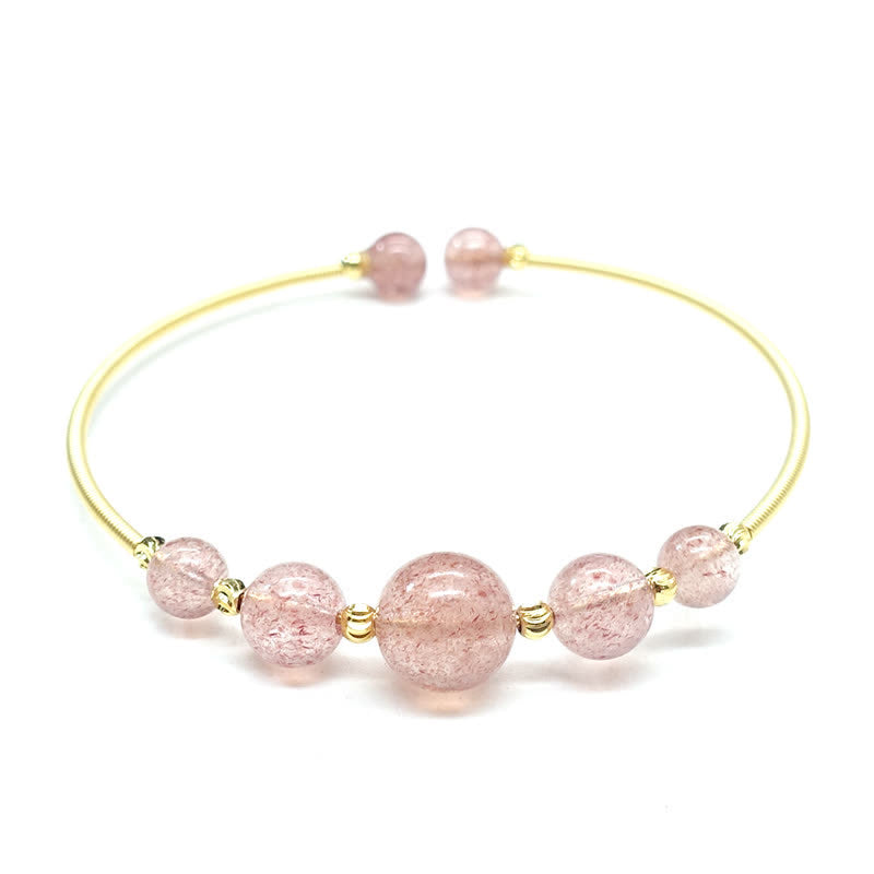 Buddha Stones Natural Strawberry Quartz Love Healing Bracelet Bangle - image 6