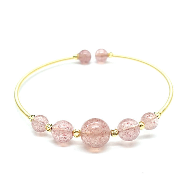 Buddha Stones Natural Strawberry Quartz Love Healing Bracelet Bangle - image 6