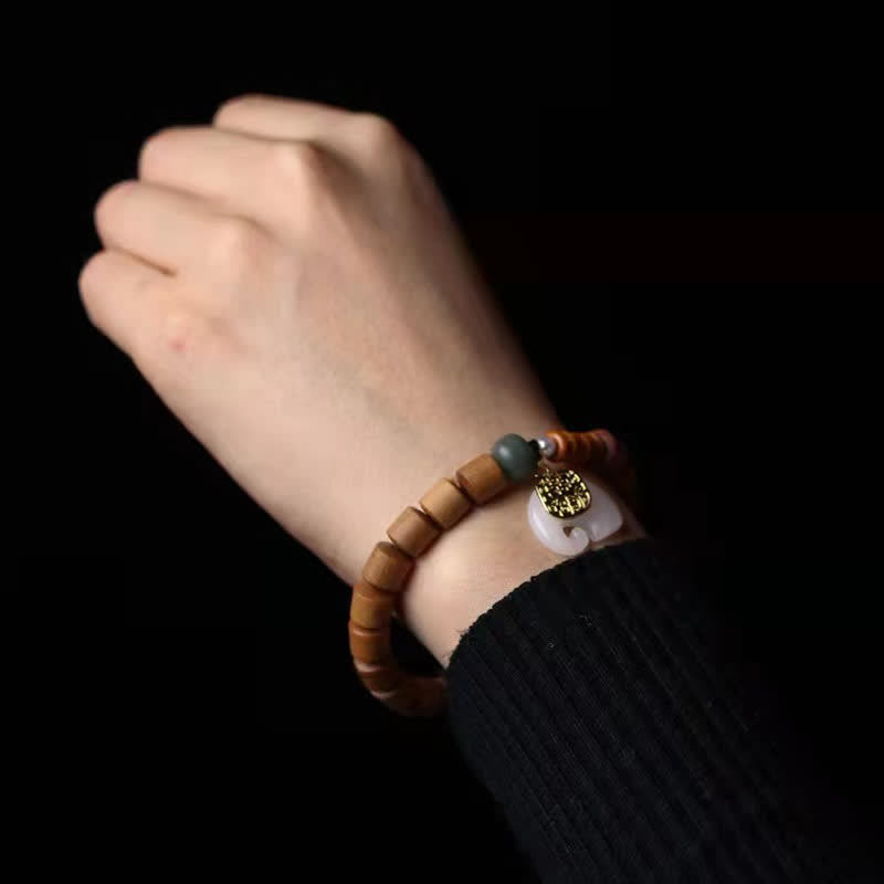 Buddha Stones Sandalwood Jade Elephant Protection Bracelet - image 5