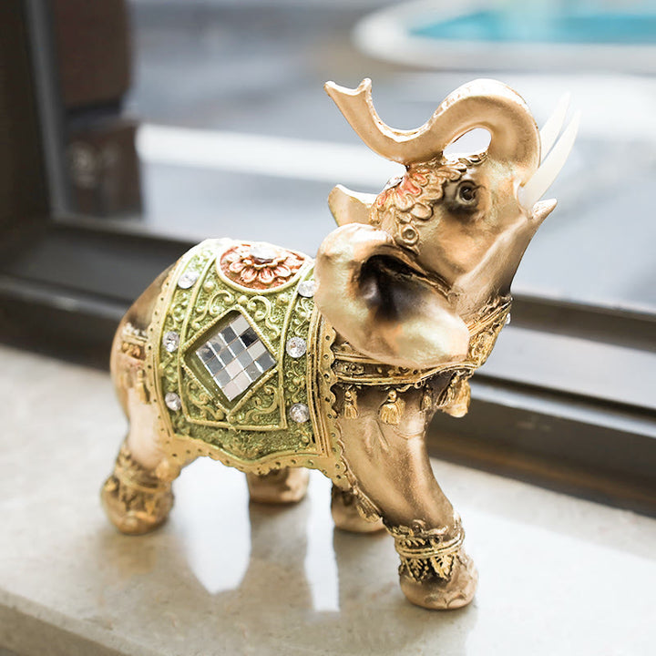 Buddha Stones Lucky Feng Shui Green Elephant Statue Sculpture Wealth Figurine Gift Home Decoration - image 7
