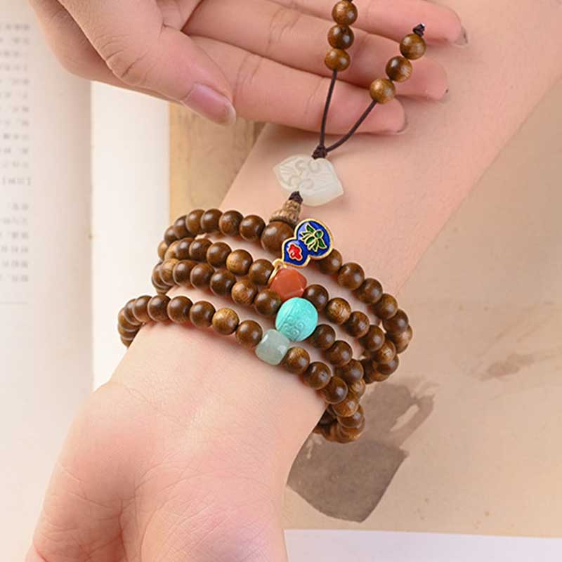 Buddha Stones Tibetan Rosewood Protection Calm Bracelet Mala - image 6
