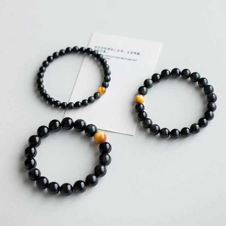 Buddha Stones Natural Rainbow Obsidian Tiger Eye Positive Love Bracelet - image 6