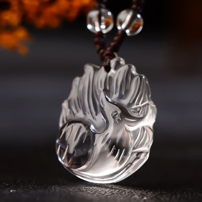 Buddha Stones Natural Amethyst White Crystal Citrine Nine Tailed Fox Luck Necklace Pendant - White Crystal(Protection♥Healing) - Fox - image 14