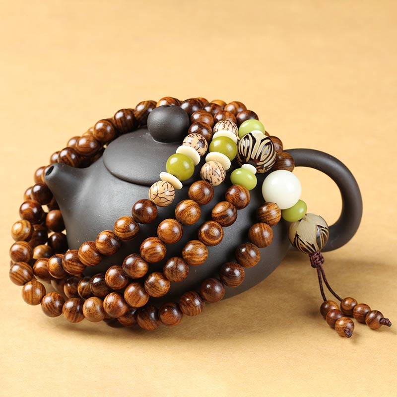 Buddha Stones Tibetan Rosewood Mala Protection Calm Bracelet - image 1