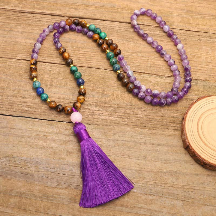 Buddha Stones Tibetan Amethyst Purify Bracelet Mala Set - image 6