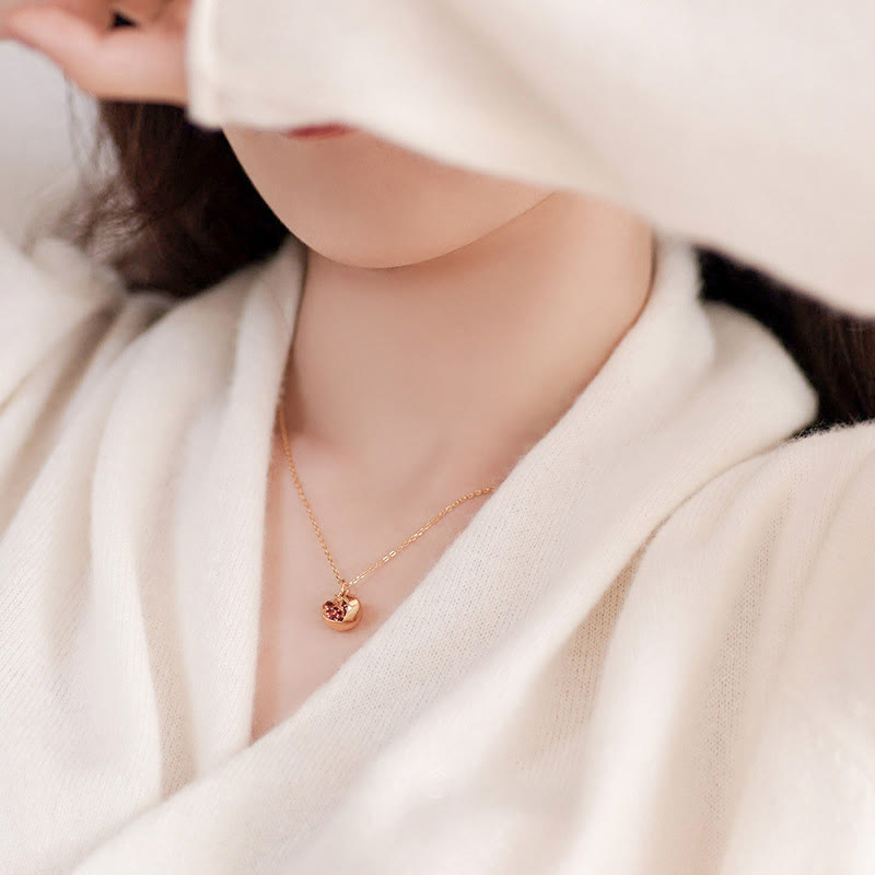 Buddha Stones 925 Sterling Silver 18k Gold Plated Pomegranate Garnet Crystal Passion Charm Necklace Pendant - image 3