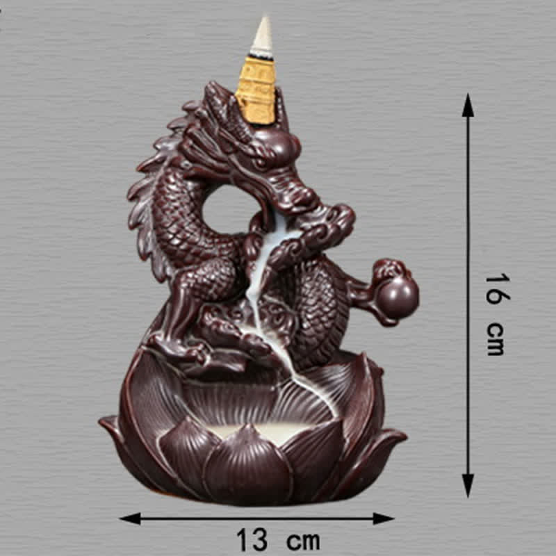 Dragon Lotus Pattern Strength Protection Ceramic Incense Burner Decoration - image 7