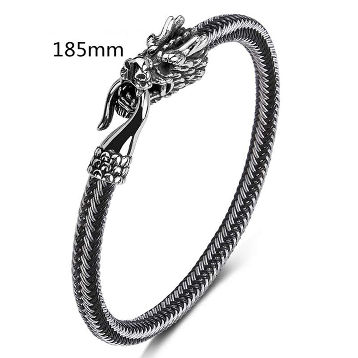 Buddha Stones Dragon Titanium Steel Protection Luck Bracelet - White&Black - 185mm - image 30