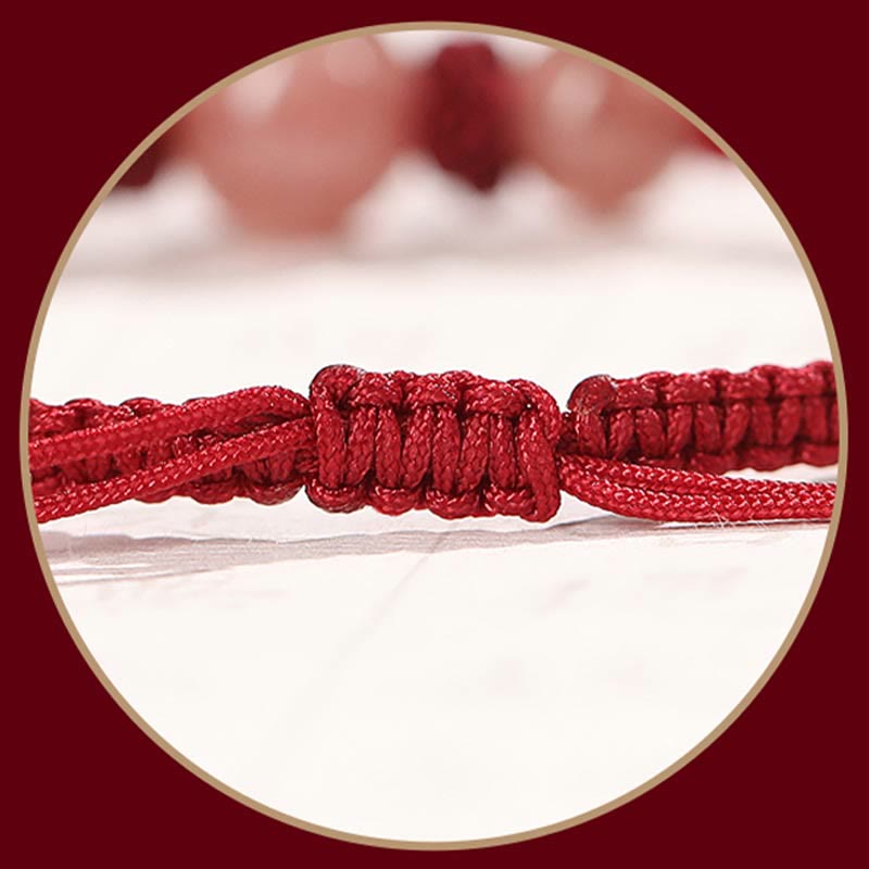 Buddha Stones Natural Strawberry Quartz Crystal Love Red String Weave Bracelet Anklet - image 12
