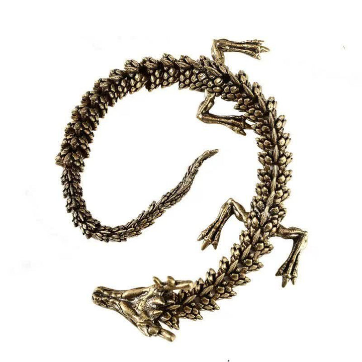 Buddha Stones Brass Copper Dragon Wealth Luck Protection Statue Figurine Home Decoration - image 5