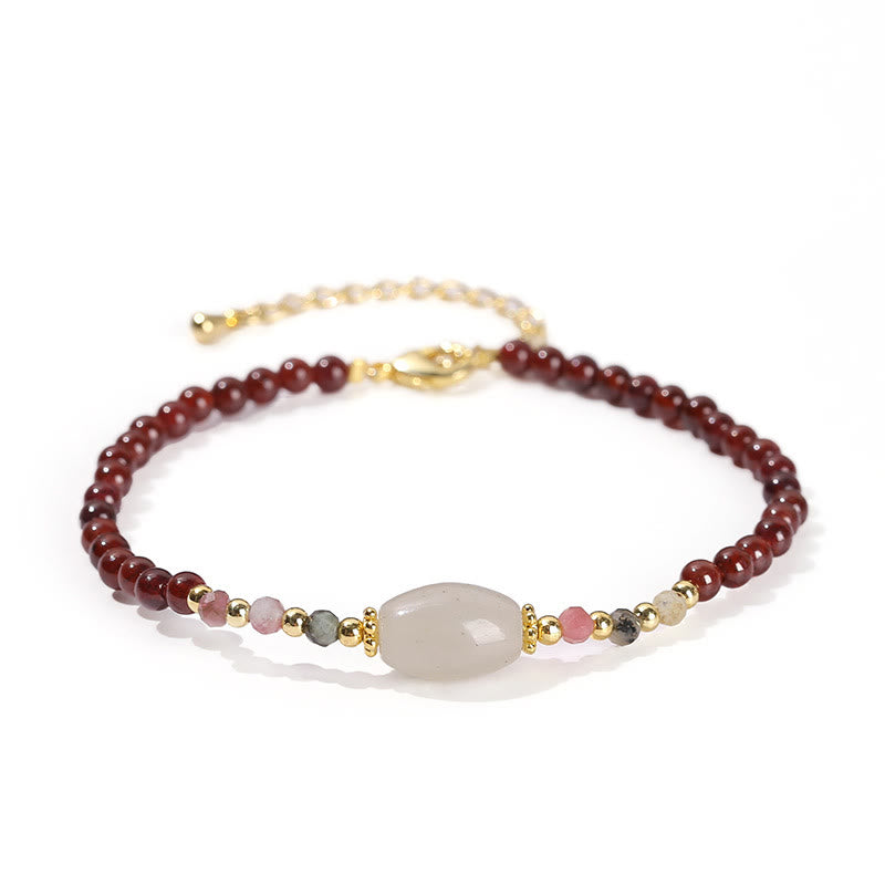 Buddha Stones Garnet Jade Tourmaline Bead Passion Bracelet - Garnet(Purification♥Protection) - image 0