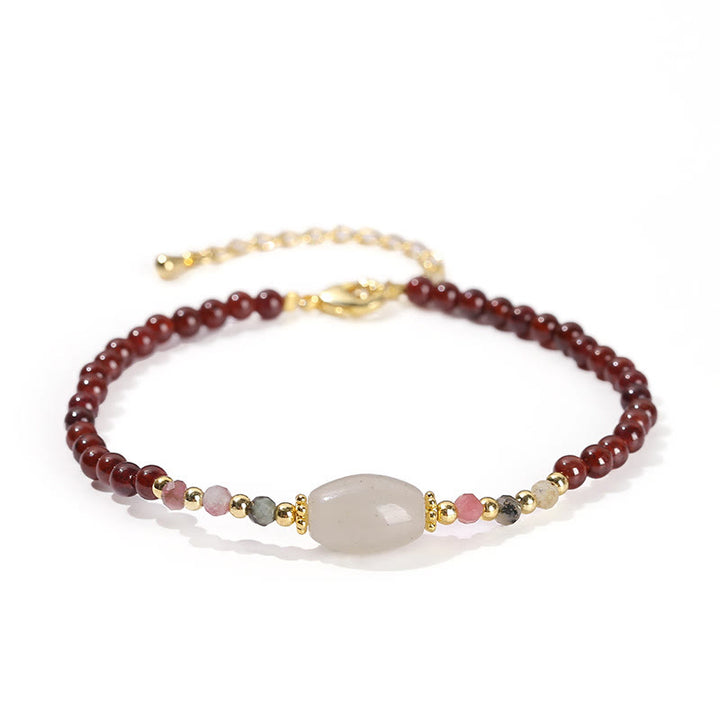 Buddha Stones Garnet Jade Tourmaline Bead Passion Bracelet - Garnet(Purification♥Protection) - image 0