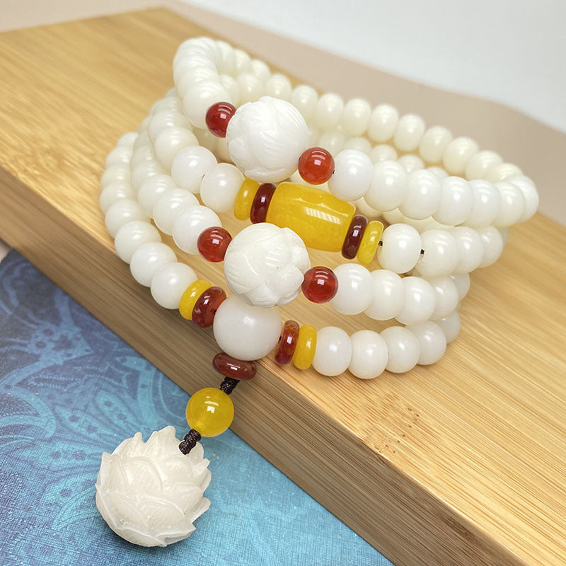 Buddha Stones Lotus Bodhi Seed Mala 108 Beads Protection Bracelet - image 1