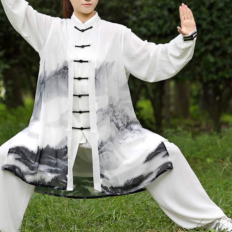 3Pcs Ink Painting Meditation Prayer Spiritual Zen Tai Chi Qigong Practice Unisex Clothing Set - image 4