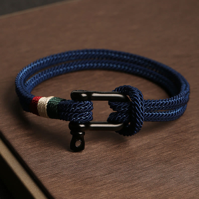 Buddha Stones Simple Design Luck Stainless Steel Buckle Bracelet - Blue - 21cm - image 2