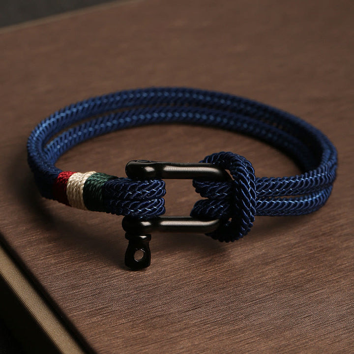 Buddha Stones Simple Design Luck Stainless Steel Buckle Bracelet - Blue - 21cm - image 2