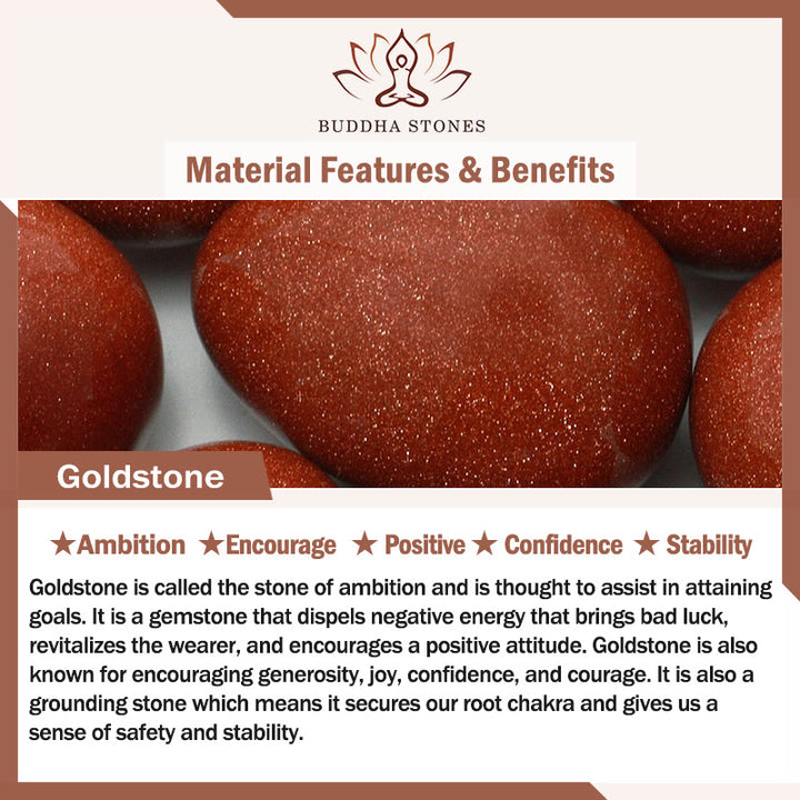 Buddha Stones 108 Mala Beads Goldstone Om Mani Padme Hum Swastika Confidence Bracelet - image 8