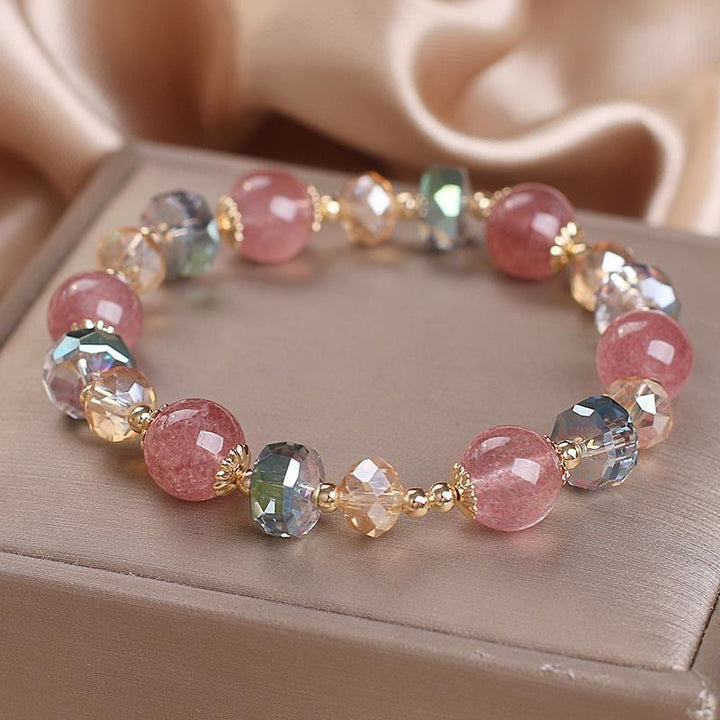 Buddha Stones Natural Strawberry Quartz Colorful Crystal Positive Bracelet - Strawberry Quartz(Love♥Healing) - image 0