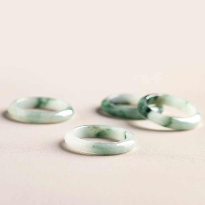 Buddha Stones Natural Green Jade Luck Abundance Ring - image 7