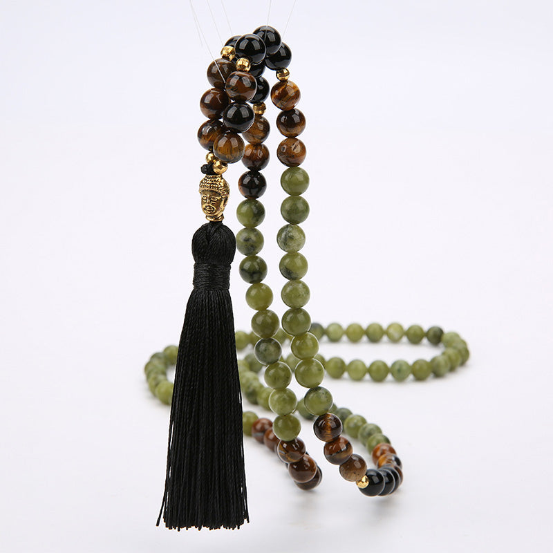 Buddha Stones Tibetan Green Jasper Protection Mala Bracelet - image 2