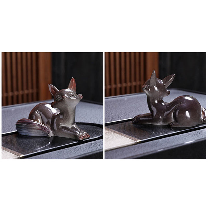 Buddha Stones Color Changing Small Cute Fox Tea Pet Resin Home Figurine Decoration - image 12