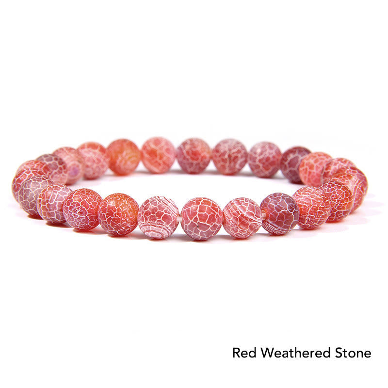 Natural Agate Stone Crystal Balance Beaded Bracelet - Red Weathered Stone - image 52