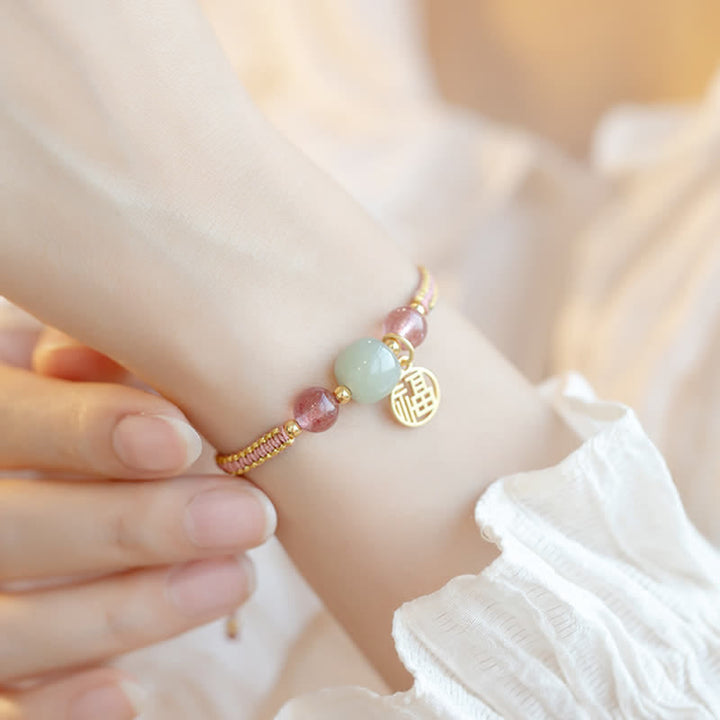 Buddha Stones Red Agate Jade Lotus Confidence Calm String Bracelet - image 15