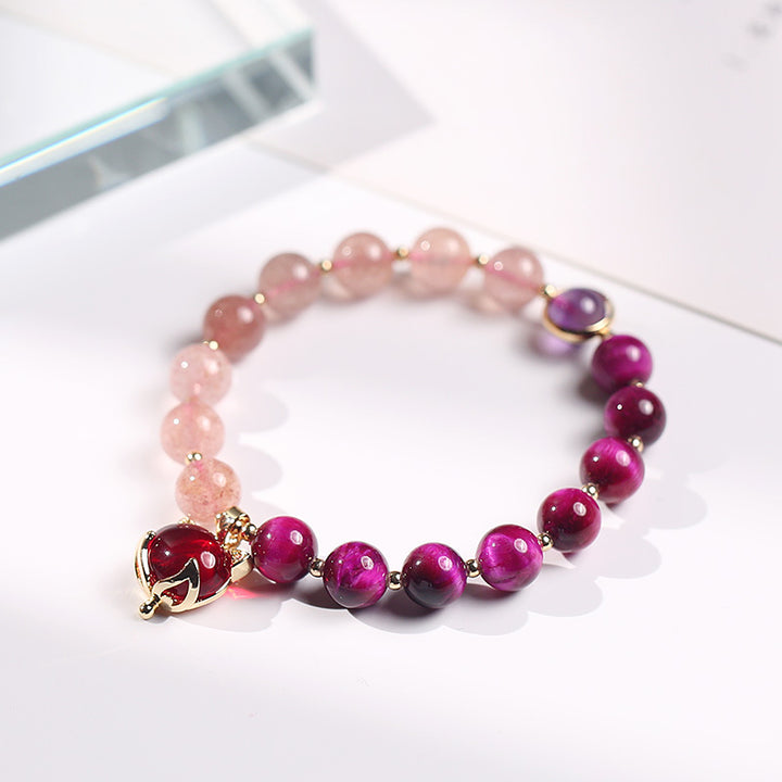 Buddha Stones Natural Strawberry Quartz Pixiu Love Bracelet - image 0