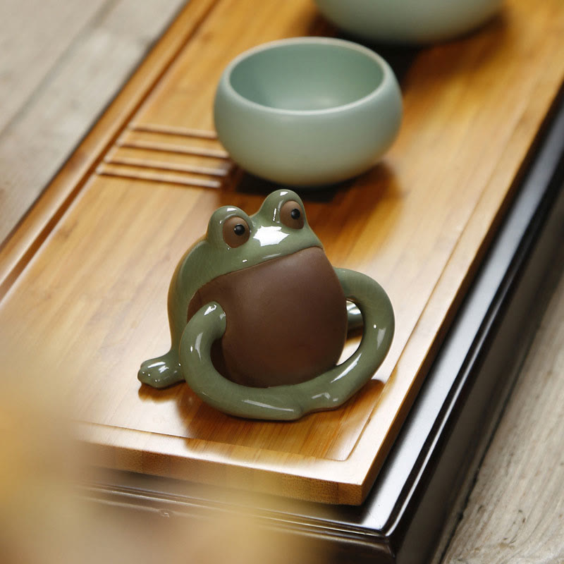 Buddha Stones FengShui Wealth Lucky Cute Frog Ceramic Tea Pet Figurine Decoration - image 6