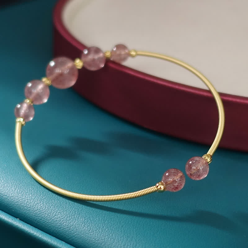 Buddha Stones Natural Strawberry Quartz Love Healing Bracelet Bangle - image 2