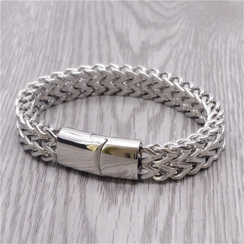 Buddha Stones Fish Scale Magnetic Buckle Titanium Steel Balance Bracelet Bangle - image 4