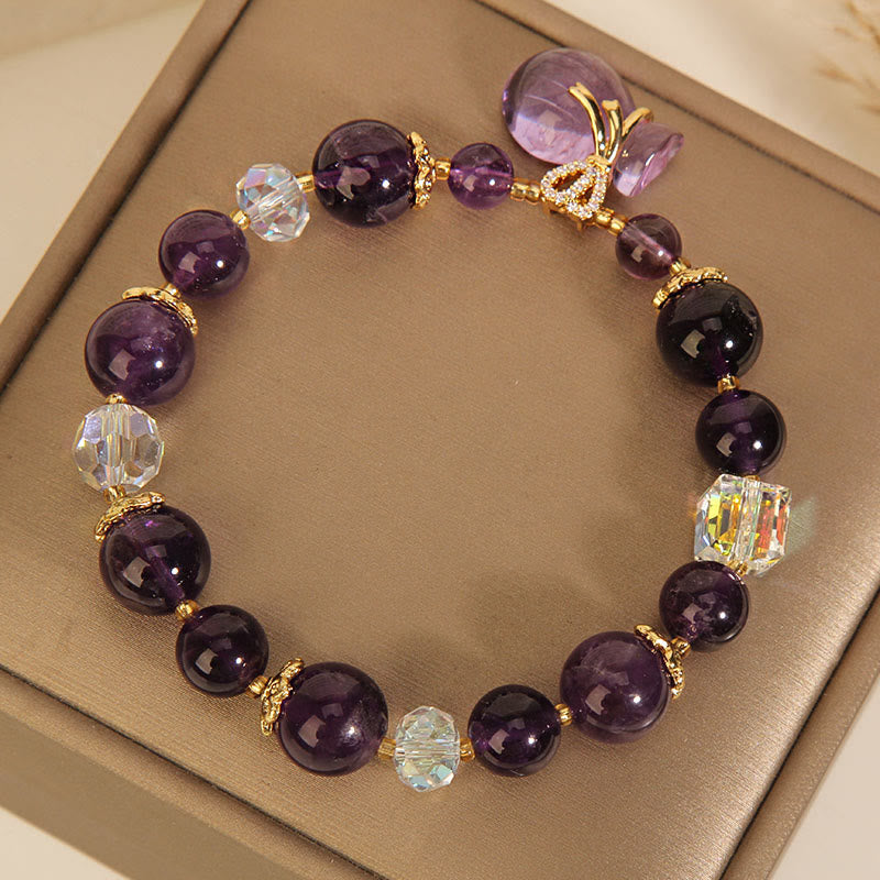 Buddha Stones Natural Amethyst Crystal Money Bag Charm Positive Bracelet - image 5