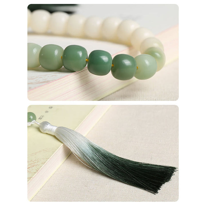 Buddha Stones Natural Gradient Bodhi Seed Fortune Money Bag Lotus Wisdom Tassel Wrist Mala - image 6