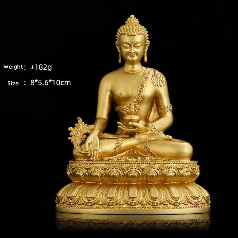 Buddha Stones Shakyamuni Amitabha Medicine Buddha Figurine Serenity Copper Statue Home Decoration - 10 cm Medicine Buddha - image 7