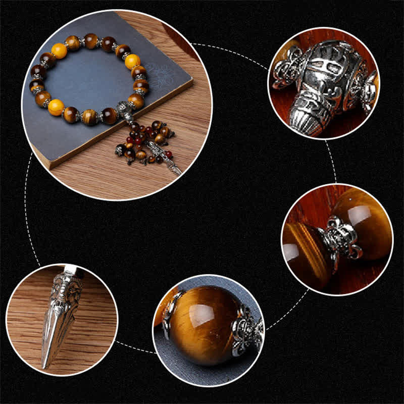 Buddha Stones Natural Tiger Eye Red Agate Dragon Vein Agate Stone Vajra Dorje Power Healing Bracelet Car Decoration - image 9