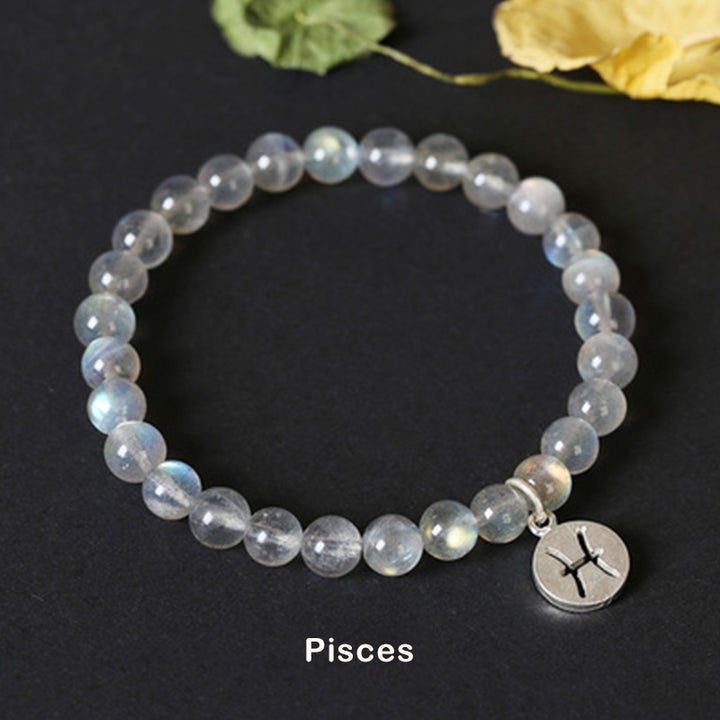 12 Constellations of the Zodiac Moonstone Charming Bracelet - Pisces - image 22