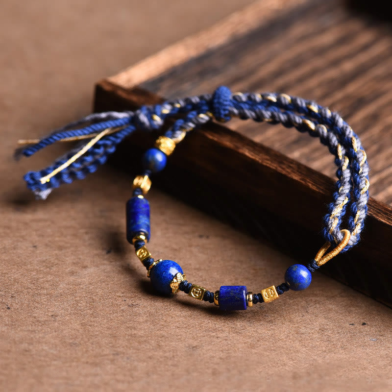 Buddha Stones Handmade Natural Lazurite Bead Positive Rope Bracelet - Lazurite(Balance♥Serenity)(Wrist Circumference 14-18cm) - image 0