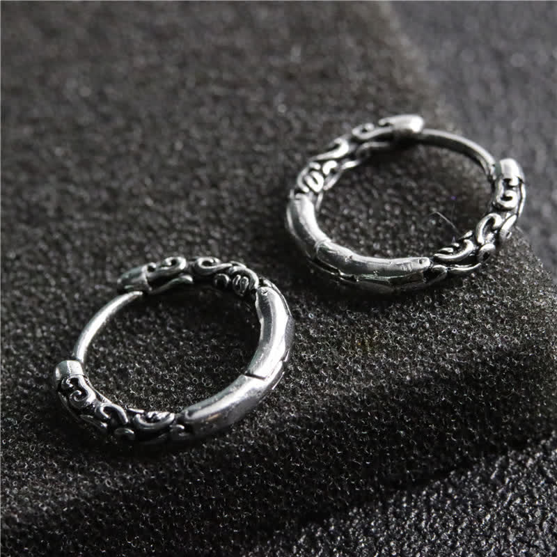 Buddha Stones Viking Celtic Hoop Titanium Steel Balance Earrings - Silver - image 0