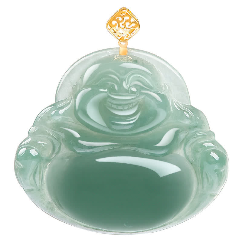 Buddha Stones Laughing Buddha Natural Jade Prosperity Abundance Necklace Pendant - image 8
