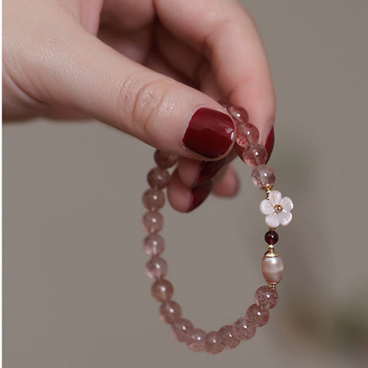Buddha Stones Strawberry Quartz Peach Blossom Love Bracelet - image 7