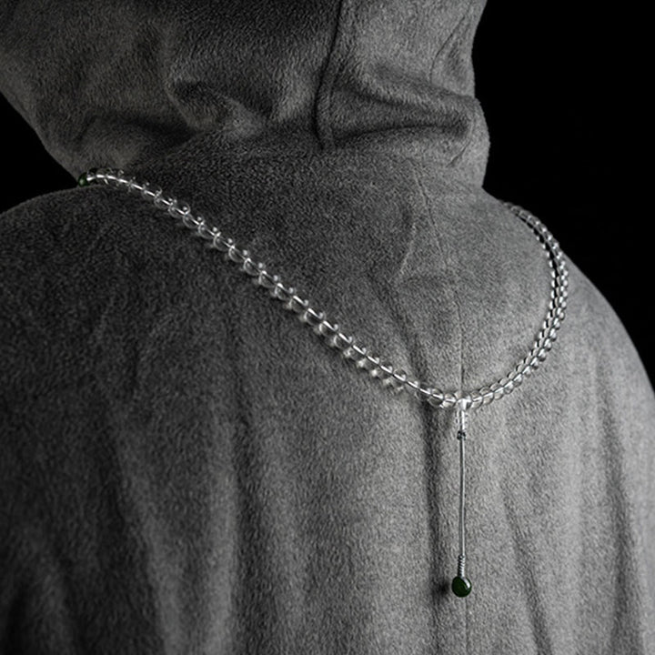 Buddha Stones 108 Beads White Crystal Jade Meditation Bracelet Mala - image 9