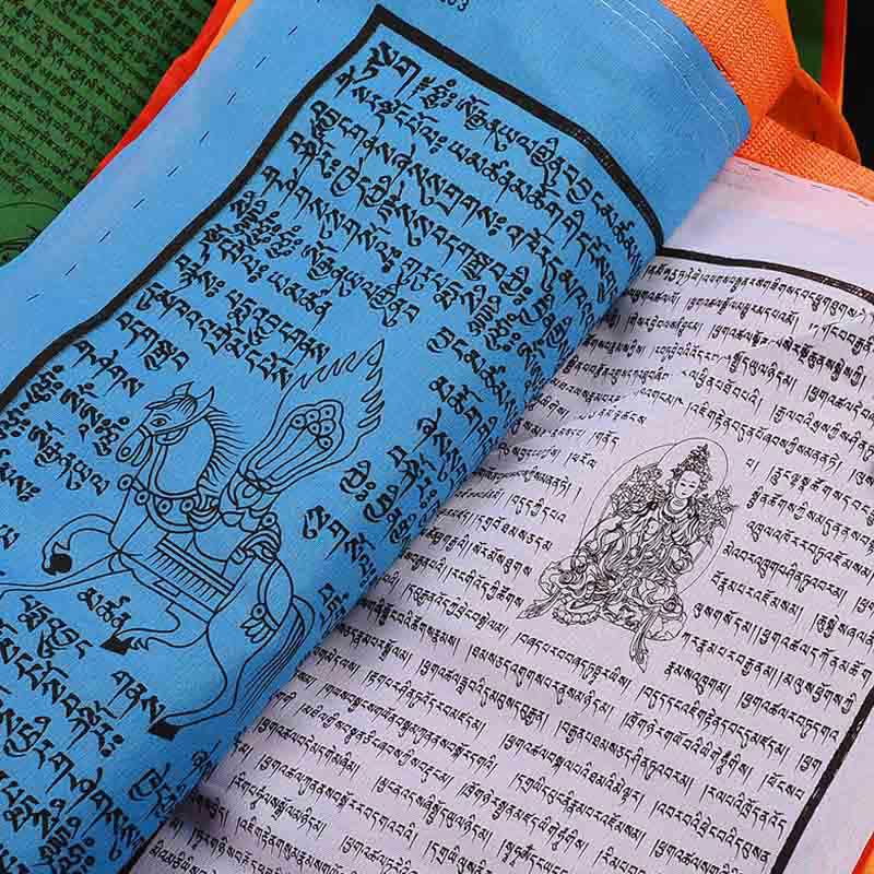 Buddha Stones Tibetan 5 Colors Windhorse Auspicious Outdoor 25 Pcs Prayer Flag - image 14