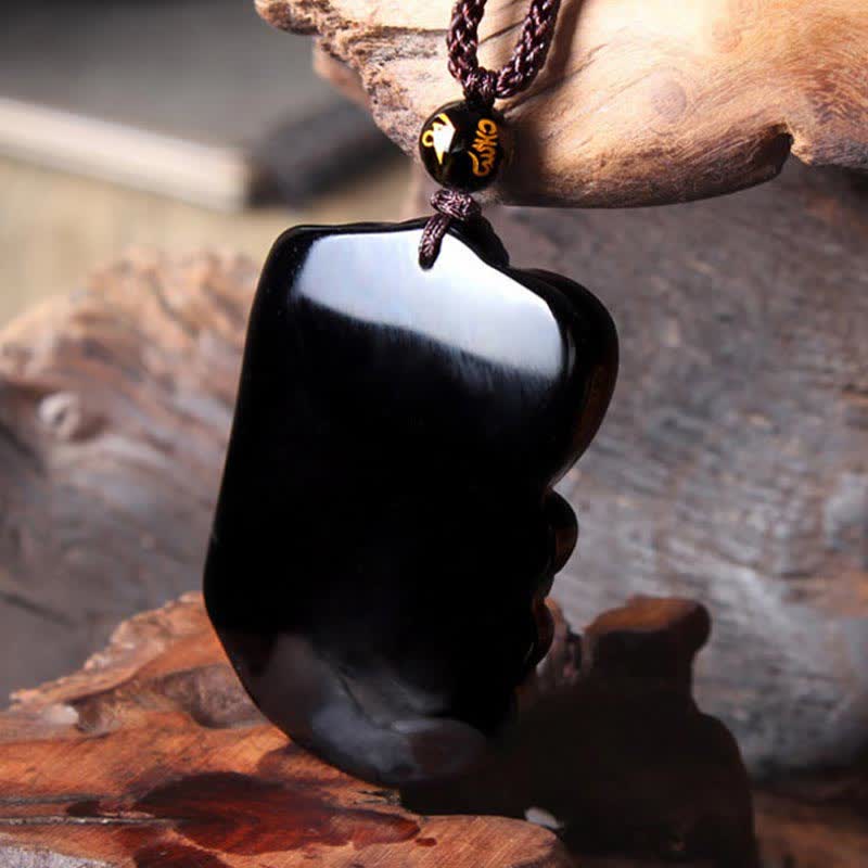 Black Obsidian Elephant Protection String Necklace Pendant Key Chain - image 8