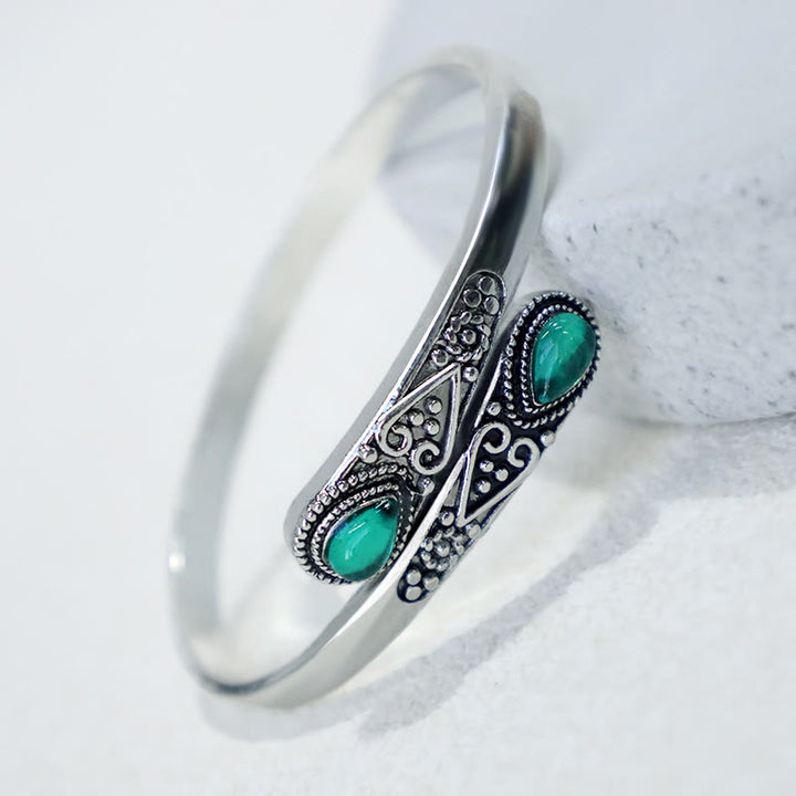 Buddha Stones Zircon Water Drop Pattern Healing Cuff Bracelet Bangle - image 1